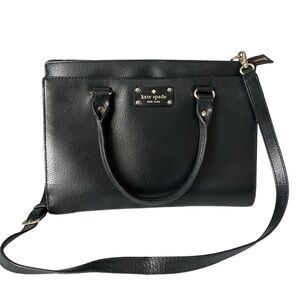 Kate Spade Black Wellesley Durham Leather Satchel Crossbody Bag